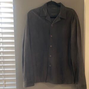 John Varvatos Charcoal Suede Shirt Jacket
